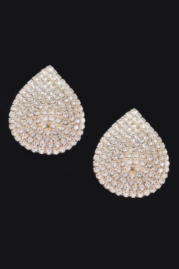 Rhinestone Stud Earrings – Gold-Tone Radiant Duo