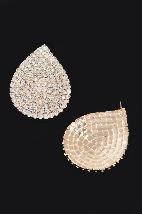 Rhinestone Stud Earrings – Gold-Tone Radiant Duo
