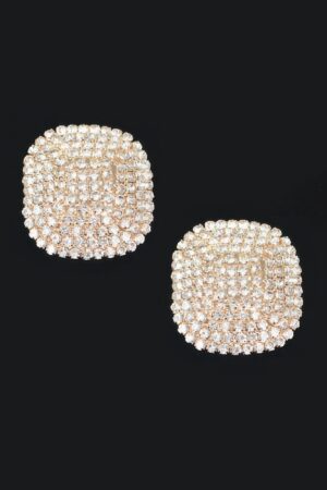 Gold-Tone Rhinestone Stud Earrings – Sparkling Round