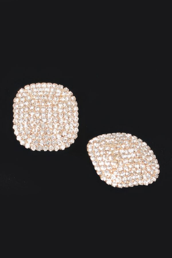 Gold-Tone Rhinestone Stud Earrings – Sparkling Round