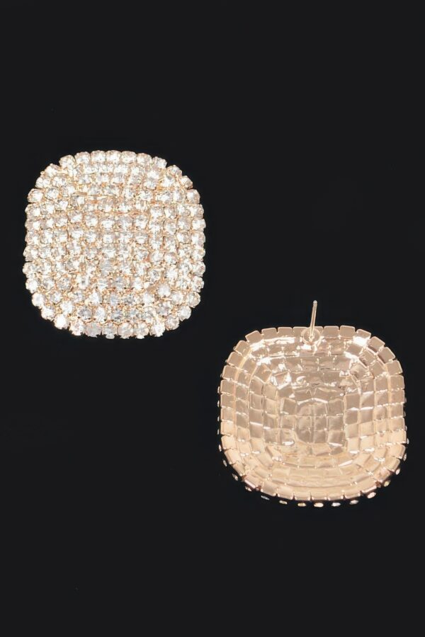 Gold-Tone Rhinestone Stud Earrings – Sparkling Round