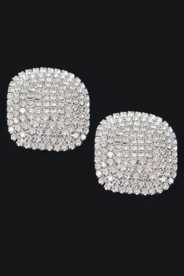 Gold-Tone Rhinestone Stud Earrings – Sparkling Round