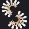 Gold-Tone Pearl & Rhinestone Drop Earrings