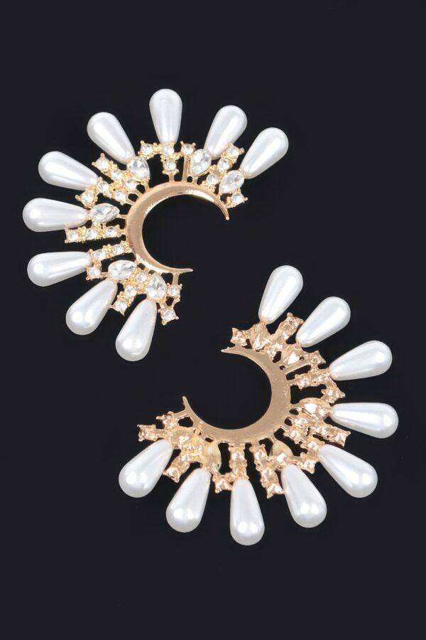Gold-Tone Pearl & Rhinestone Drop Earrings