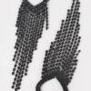 Rhinestone Heart Fringe Earrings – Cascading Chain Detail