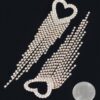 Rhinestone Heart Fringe Earrings – Cascading Chain Detail