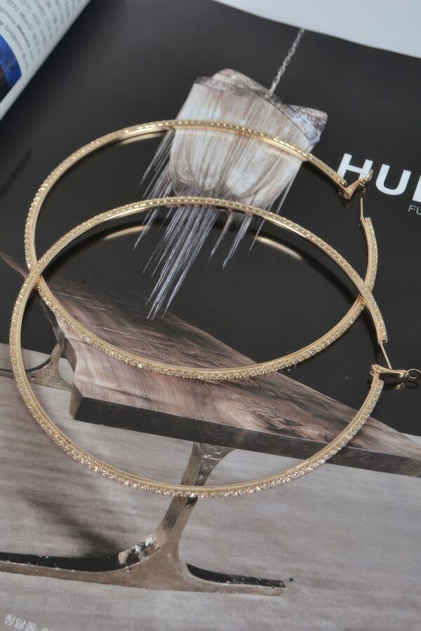 Rhinestone Hoop Earrings – Double-Layer 12cm