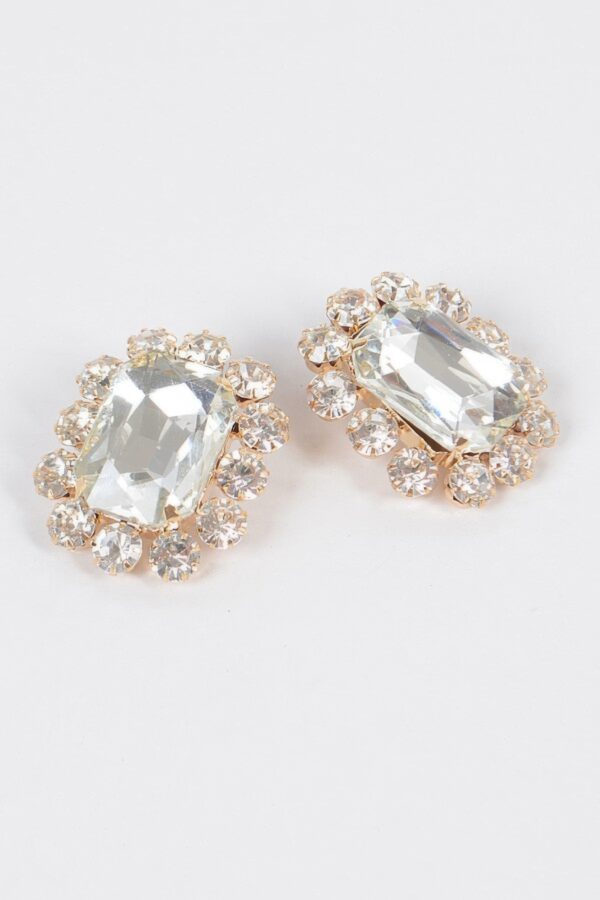Oversized Faceted Stone Stud Earrings