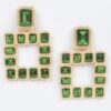 Gold-Tone Multi Square Gemstone Earrings