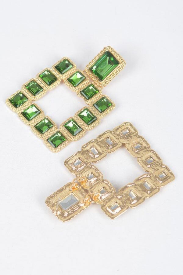 Gold-Tone Multi Square Gemstone Earrings