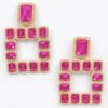 Gold-Tone Multi Square Gemstone Earrings