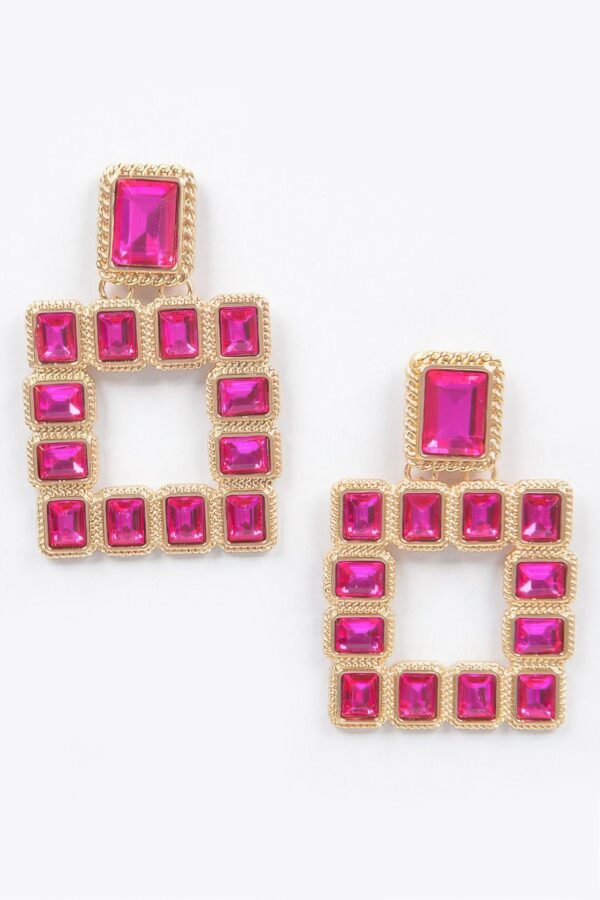 Gold-Tone Multi Square Gemstone Earrings