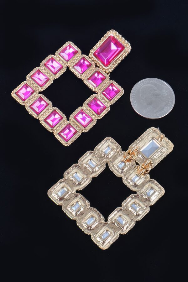 Gold-Tone Multi Square Gemstone Earrings