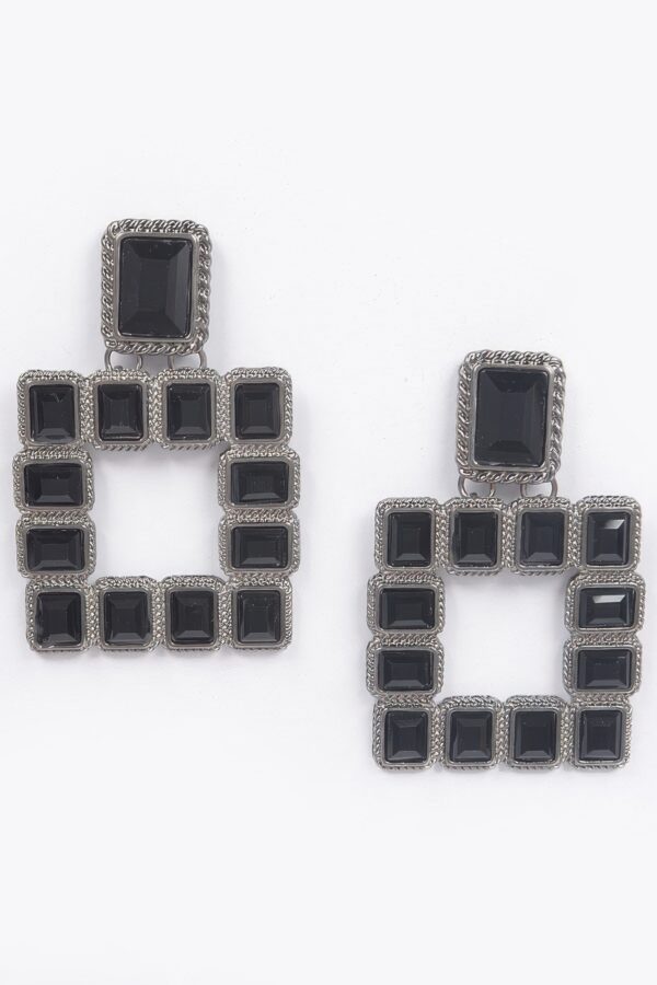 Gold-Tone Multi Square Gemstone Earrings