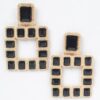 Gold-Tone Multi Square Gemstone Earrings