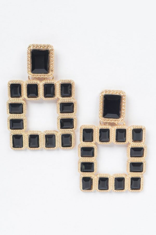 Gold-Tone Multi Square Gemstone Earrings
