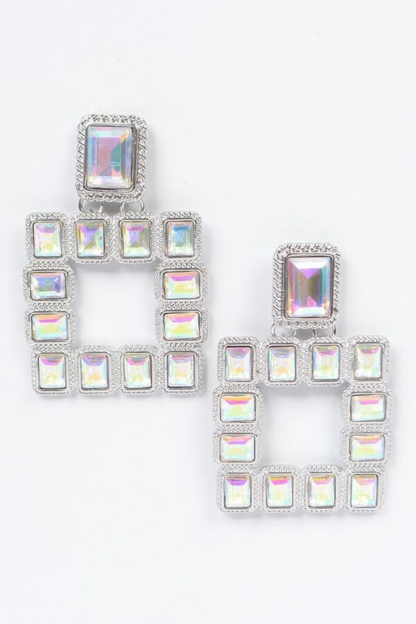 Gold-Tone Multi Square Gemstone Earrings