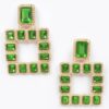 Gold-Tone Multi Square Gemstone Earrings