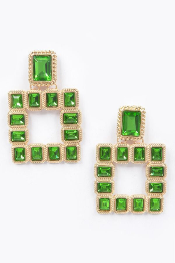Gold-Tone Multi Square Gemstone Earrings