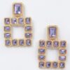 Gold-Tone Multi Square Gemstone Earrings