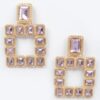 Gold-Tone Multi Square Gemstone Earrings