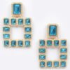Gold-Tone Multi Square Gemstone Earrings