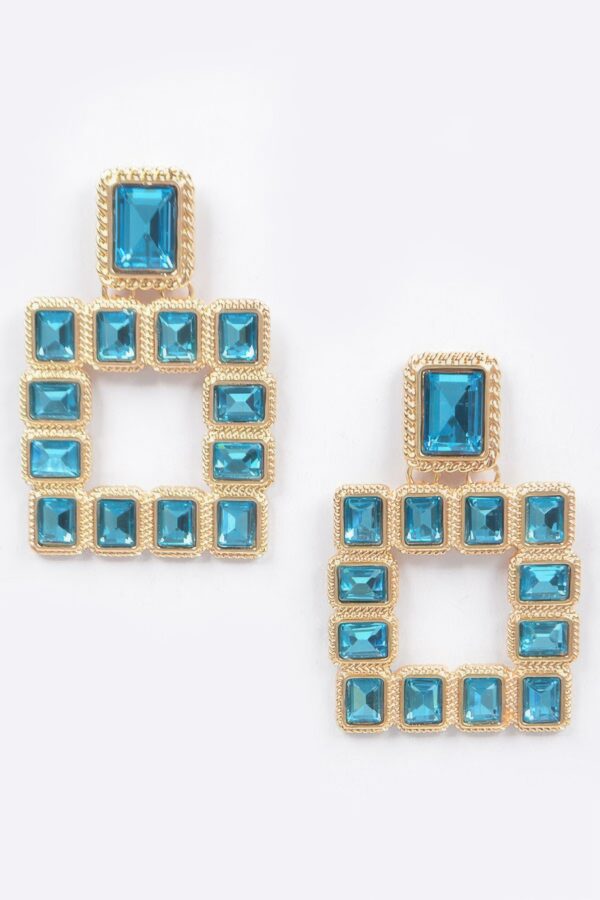 Gold-Tone Multi Square Gemstone Earrings
