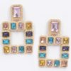 Gold-Tone Multi Square Gemstone Earrings