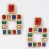 Gold-Tone Multi Square Gemstone Earrings
