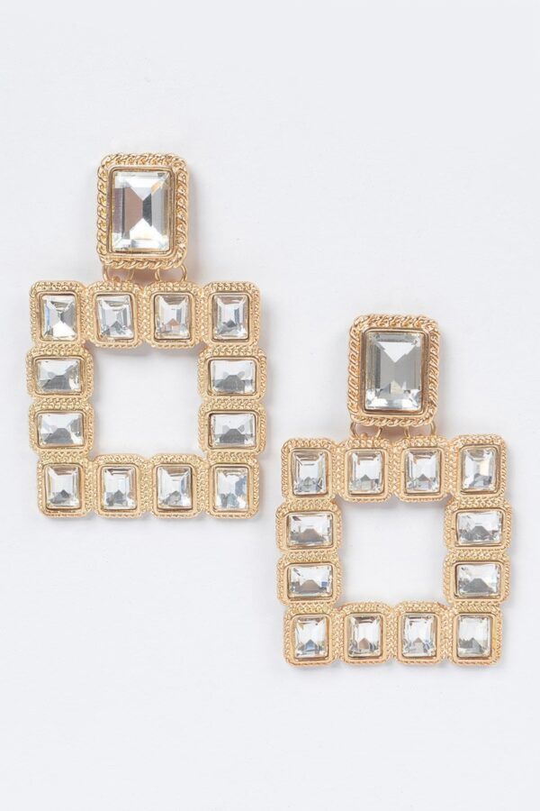 Gold-Tone Multi Square Gemstone Earrings