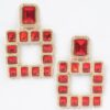 Gold-Tone Multi Square Gemstone Earrings