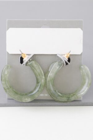 Multi Marble Stone Hoop Earrings – 1.4″ Rounded Hoops