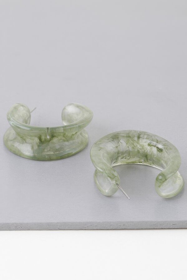 Multi Marble Stone Hoop Earrings – 1.4″ Rounded Hoops