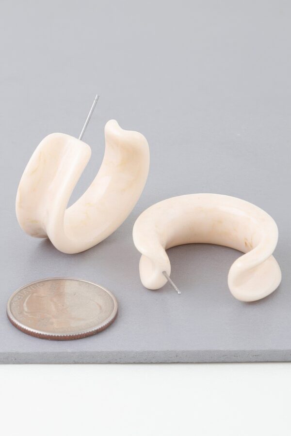 Multi Marble Stone Hoop Earrings – 1.4″ Rounded Hoops