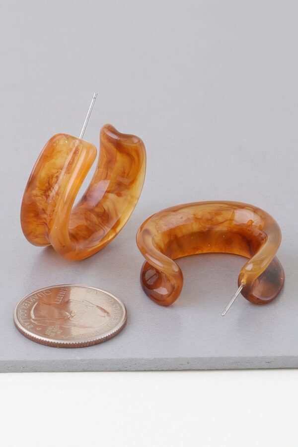 Multi Marble Stone Hoop Earrings – 1.4″ Rounded Hoops