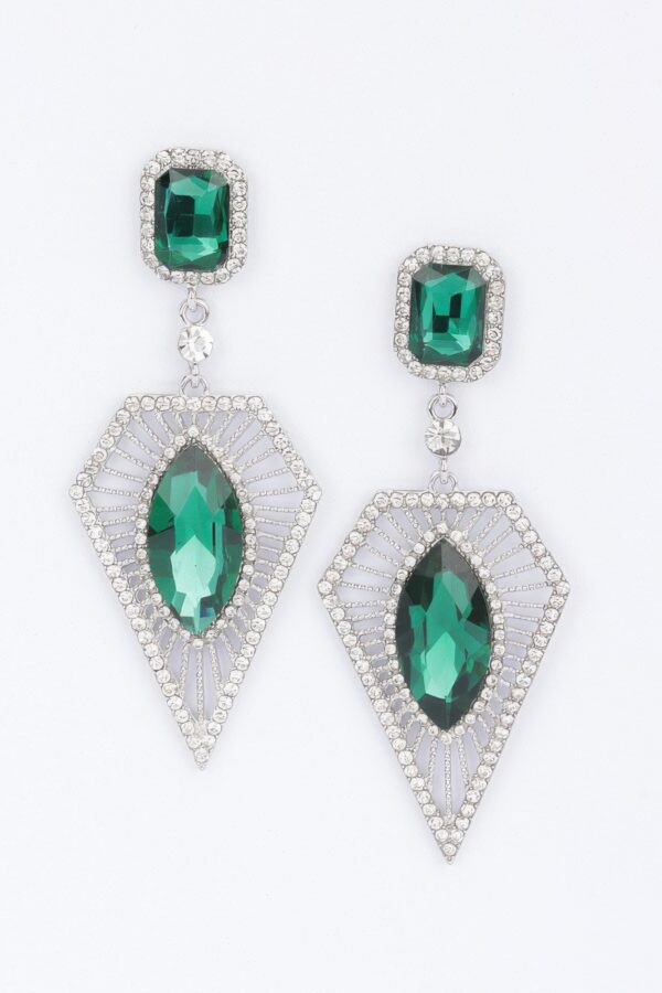 Rhinestone Drop Earrings – Elongated Sparkle