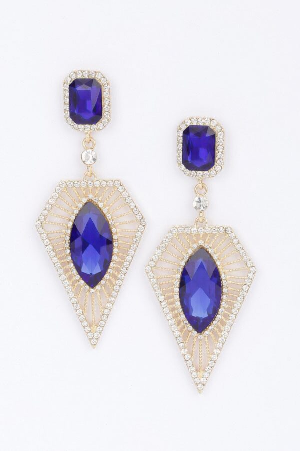 Rhinestone Drop Earrings – Elongated Sparkle