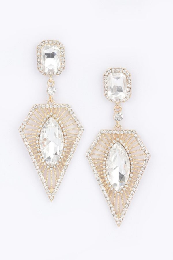 Rhinestone Drop Earrings – Elongated Sparkle