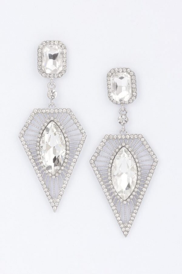 Rhinestone Drop Earrings – Elongated Sparkle