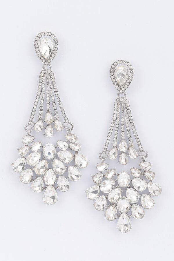 Rhinestone Drop Earrings – Elongated Sparkle