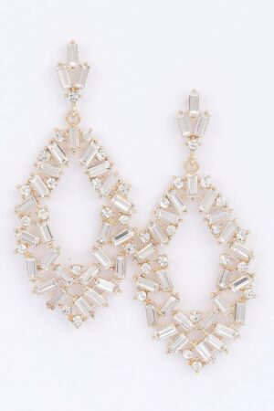 Rhinestone Drop Earrings – Elongated 3.5-inch Sparkle