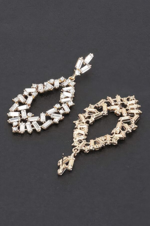 Rhinestone Drop Earrings – Elongated 3.5-inch Sparkle
