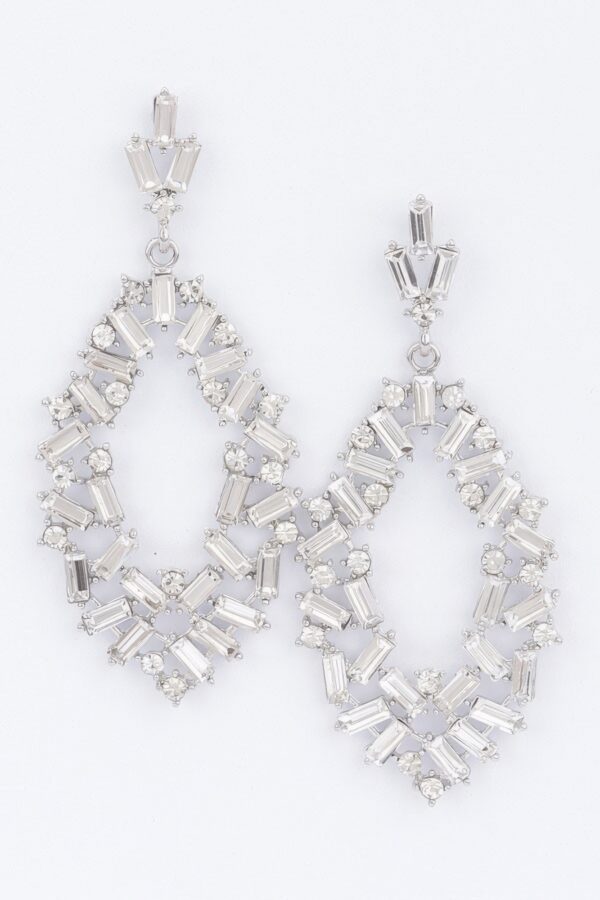 Rhinestone Drop Earrings – Elongated 3.5-inch Sparkle