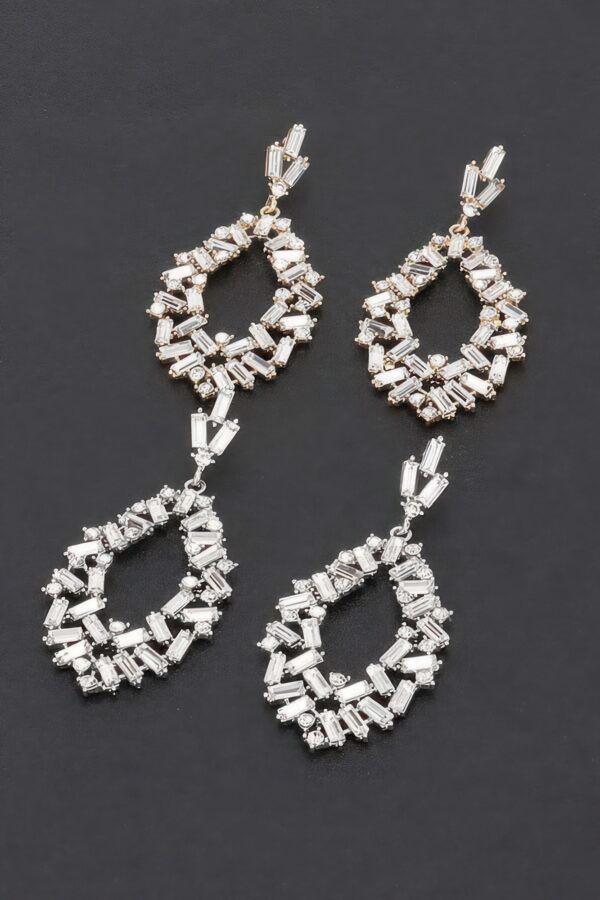 Rhinestone Drop Earrings – Elongated 3.5-inch Sparkle