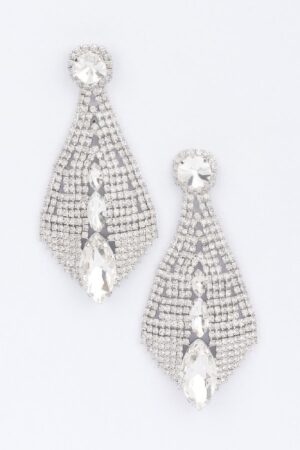 Rhinestone Drop Earrings – Elongated Sparkle