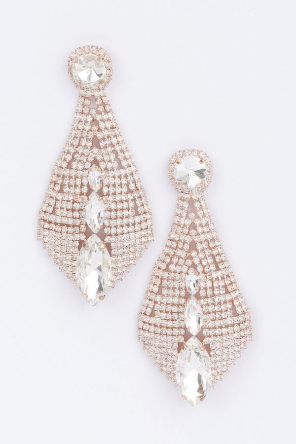 Rhinestone Drop Earrings – Elongated Sparkle