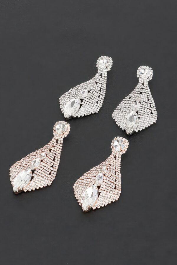 Rhinestone Drop Earrings – Elongated Sparkle