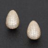 Rhinestone Teardrop Metal Earrings – Polished Finish