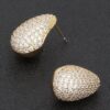 Rhinestone Teardrop Metal Earrings – Polished Finish