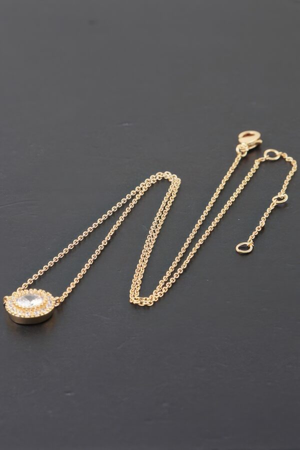 Rhinestone Pendant Necklace – Polished 16″ Chain